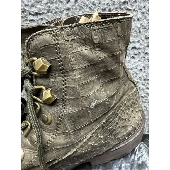 Cesare Paciotti Alligator Embossed Leather Ankle Boots Green Mens Size 7‎ UK